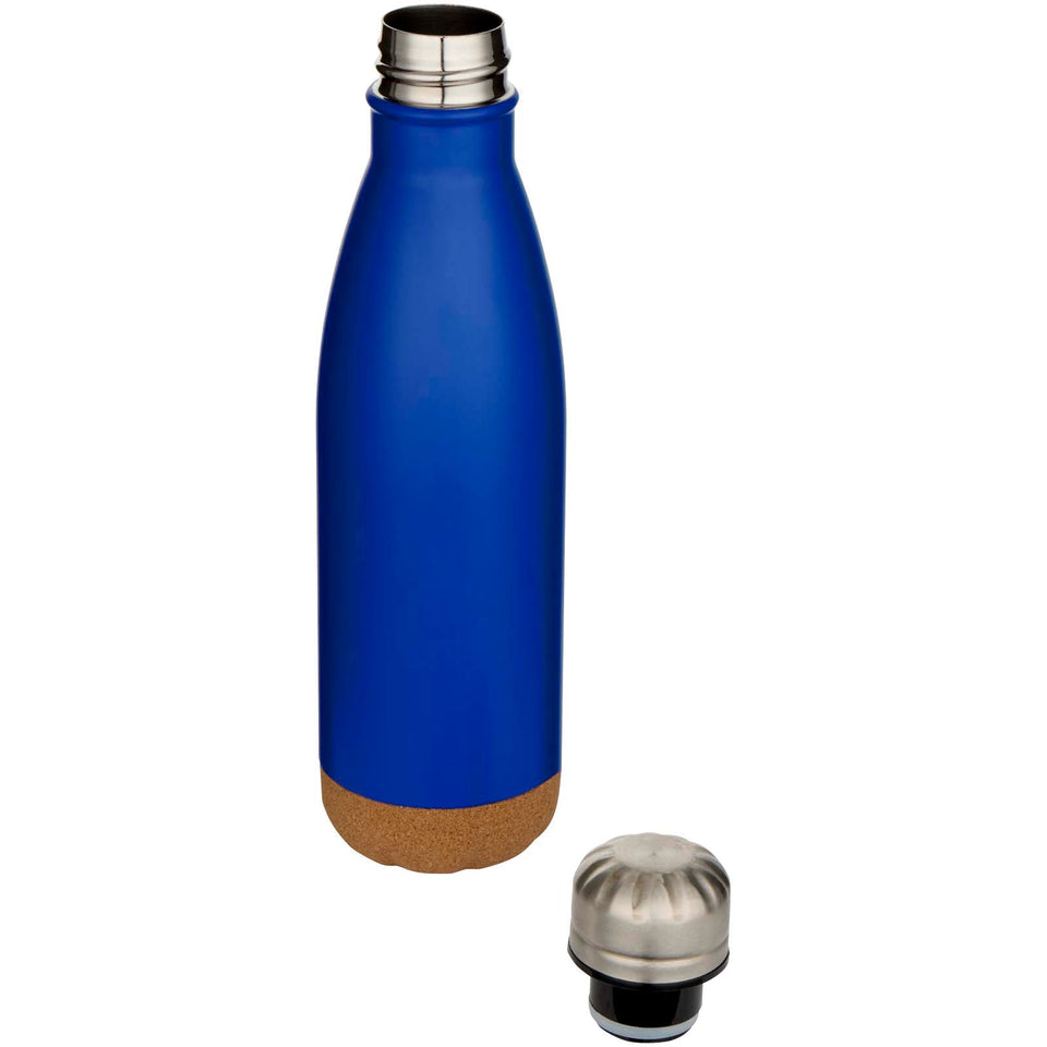 Borraccia termica in acciaio inossidabile a doppia parete isolamento sottovuoto da 500 ml con dettagli in sughero Cove personalizzato con logo - Pubblienne