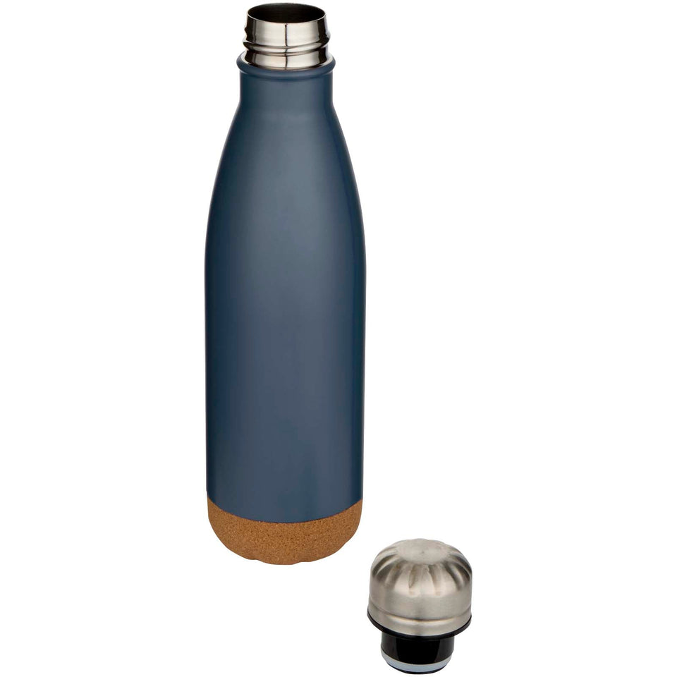 Borraccia termica in acciaio inossidabile a doppia parete isolamento sottovuoto da 500 ml con dettagli in sughero Cove personalizzato con logo - Pubblienne