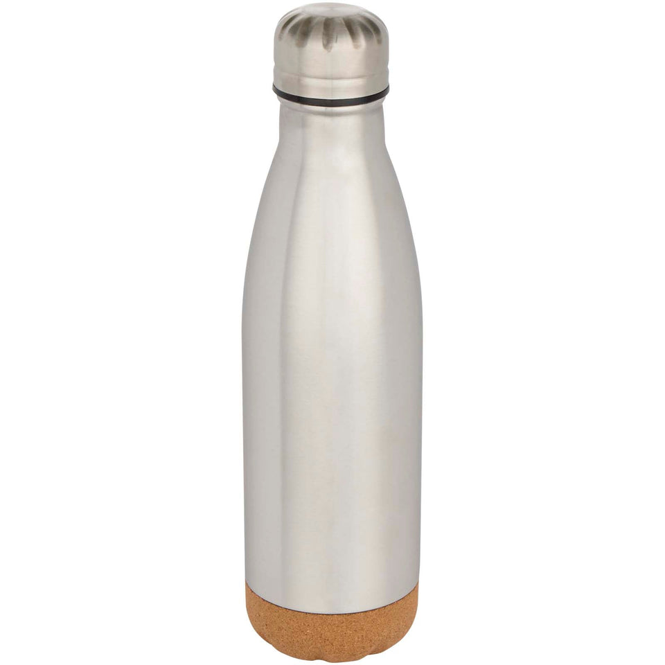Borraccia termica in acciaio inossidabile a doppia parete isolamento sottovuoto da 500 ml con dettagli in sughero Cove personalizzato con logo - Pubblienne