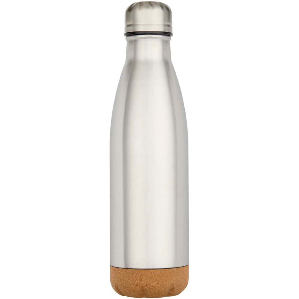 Borraccia termica in acciaio inossidabile a doppia parete isolamento sottovuoto da 500 ml con dettagli in sughero Cove personalizzato con logo - Pubblienne