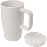 Tazza in ceramica da 450 ml con coperchio in plastica Carter personalizzato con logo - Pubblienne