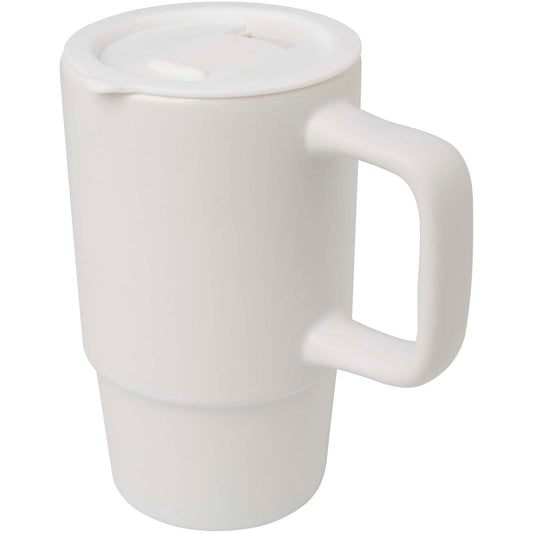 Tazza in ceramica da 450 ml con coperchio in plastica Carter personalizzato con logo - Pubblienne