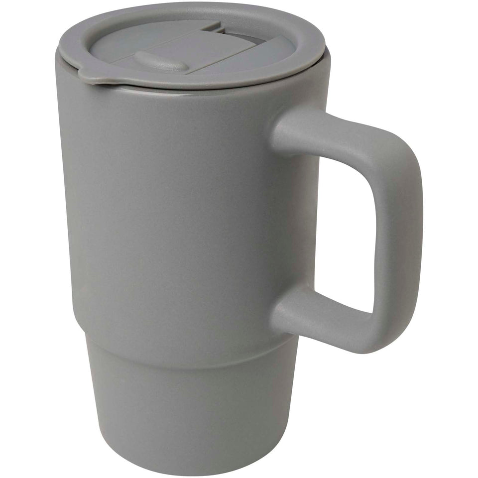 Tazza in ceramica da 450 ml con coperchio in plastica Carter personalizzato con logo - Pubblienne