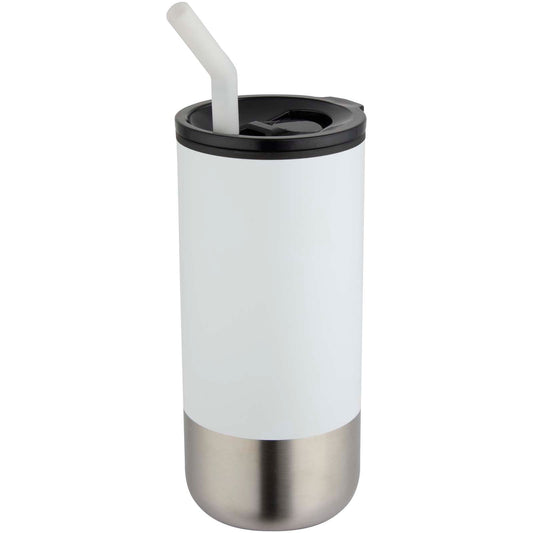 Bicchiere termico in materiale certificato RCS con cannuccia Grayson da 480 ml personalizzato con logo - Pubblienne