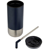 Bicchiere termico in materiale certificato RCS con cannuccia Grayson da 480 ml personalizzato con logo - Pubblienne