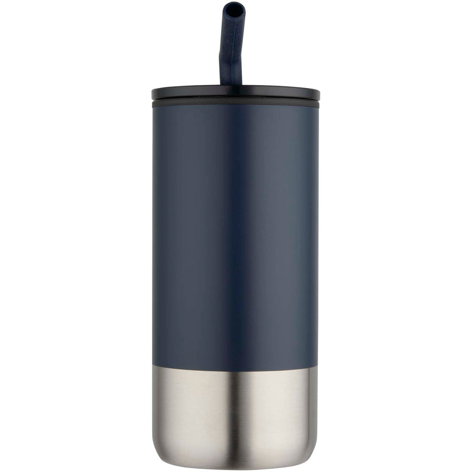 Bicchiere termico in materiale certificato RCS con cannuccia Grayson da 480 ml personalizzato con logo - Pubblienne