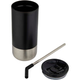 Bicchiere termico in materiale certificato RCS con cannuccia Grayson da 480 ml personalizzato con logo - Pubblienne