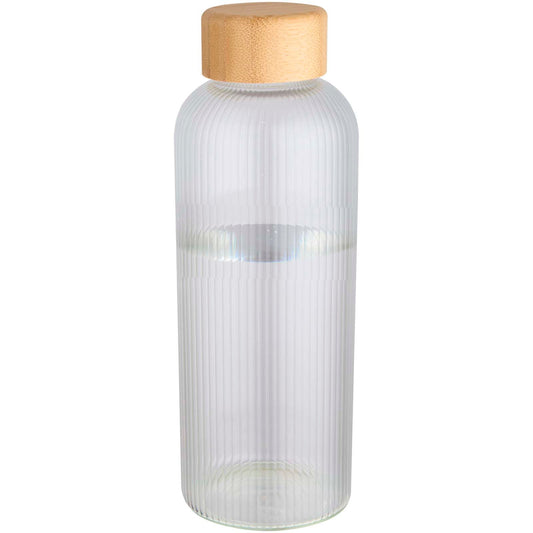 Borraccia a parete singola in vetro borosilicato con coperchio in bambù da 650 ml Mirage personalizzato con logo - Pubblienne