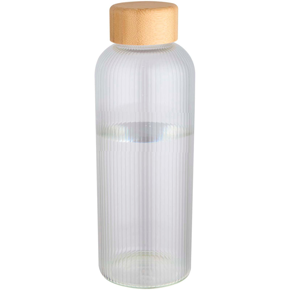 Borraccia a parete singola in vetro borosilicato con coperchio in bambù da 650 ml Mirage personalizzato con logo - Pubblienne
