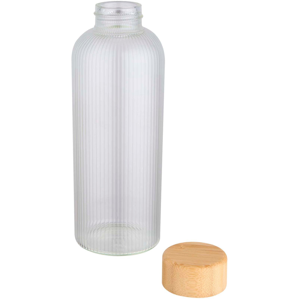 Borraccia a parete singola in vetro borosilicato con coperchio in bambù da 650 ml Mirage personalizzato con logo - Pubblienne