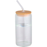 Contenitore a parete singola in vetro borosilicato con coperchio in bambù da 500 ml Mirage personalizzato con logo - Pubblienne