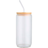 Contenitore a parete singola in vetro borosilicato con coperchio in bambù da 500 ml Mirage personalizzato con logo - Pubblienne