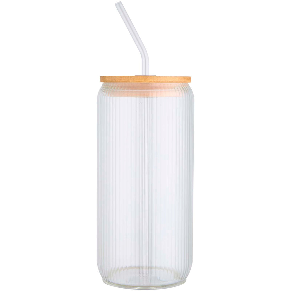Contenitore a parete singola in vetro borosilicato con coperchio in bambù da 500 ml Mirage personalizzato con logo - Pubblienne