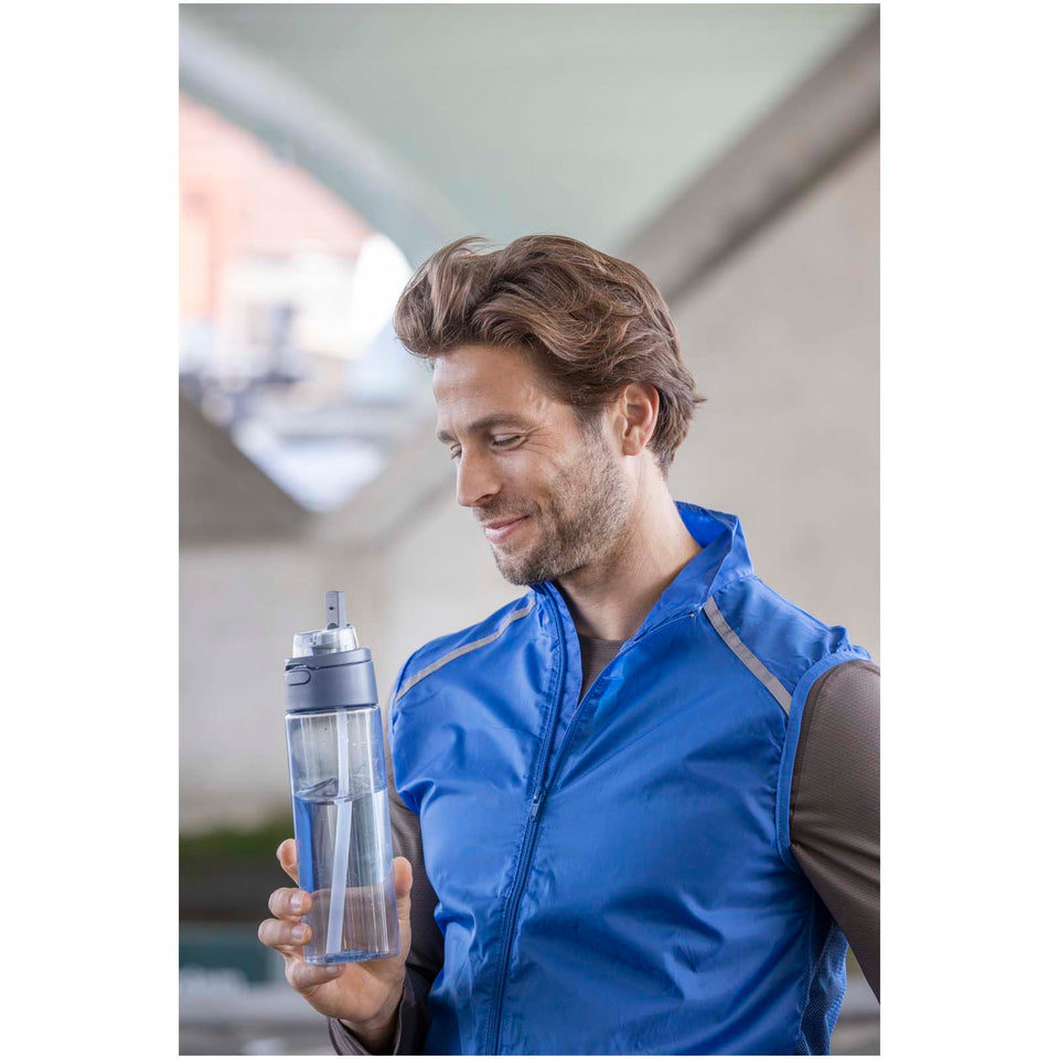 Borraccia in plastica riciclata RCS con tappo a doppia funzione e cannuccia a scatto da 700 ml Theron personalizzato con logo - Pubblienne
