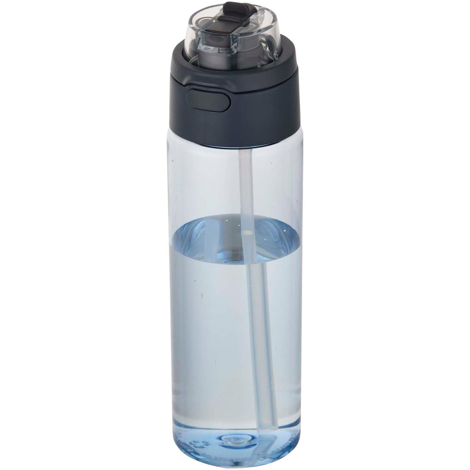 Borraccia in plastica riciclata RCS con tappo a doppia funzione e cannuccia a scatto da 700 ml Theron personalizzato con logo - Pubblienne