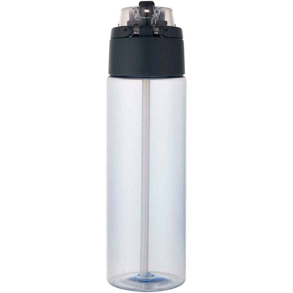 Borraccia in plastica riciclata RCS con tappo a doppia funzione e cannuccia a scatto da 700 ml Theron personalizzato con logo - Pubblienne
