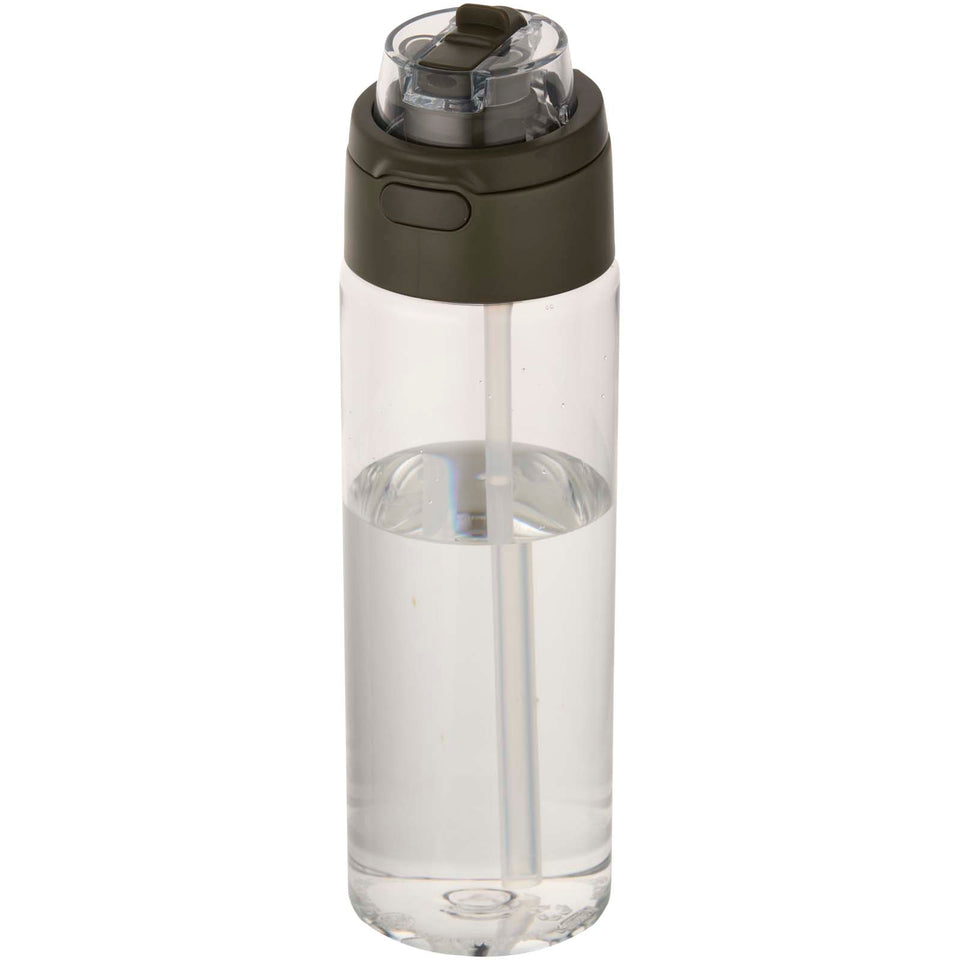 Borraccia in plastica riciclata RCS con tappo a doppia funzione e cannuccia a scatto da 700 ml Theron personalizzato con logo - Pubblienne