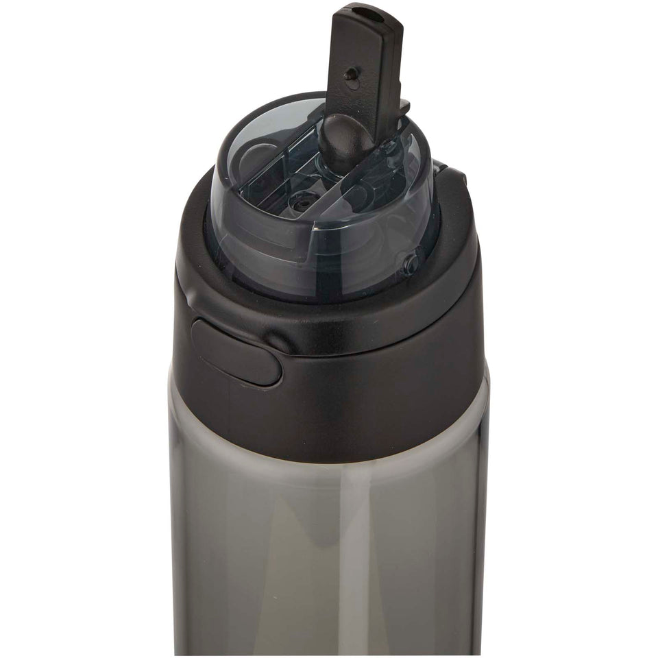 Borraccia in plastica riciclata RCS con tappo a doppia funzione e cannuccia a scatto da 700 ml Theron personalizzato con logo - Pubblienne