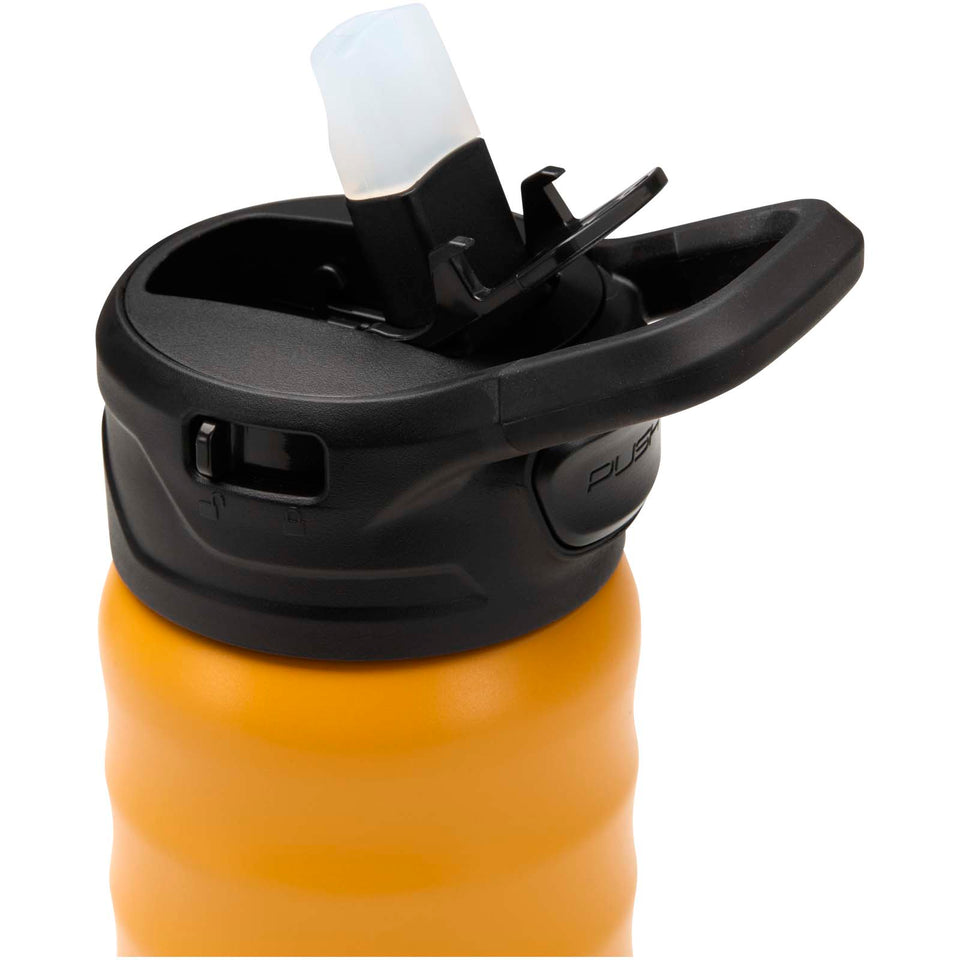 Borraccia sportiva in acciaio inossidabile a doppia parete riciclato RCS con cannuccia ribaltabile d 350 ml Knox personalizzato con logo - Pubblienne