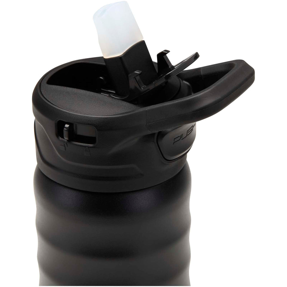 Borraccia sportiva in acciaio inossidabile a doppia parete riciclato RCS con cannuccia ribaltabile d 350 ml Knox personalizzato con logo - Pubblienne