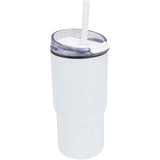 Bicchiere termico in materiale riciclato RCS a doppia parete con cannuccia da 540 ml Westin personalizzato con logo - Pubblienne