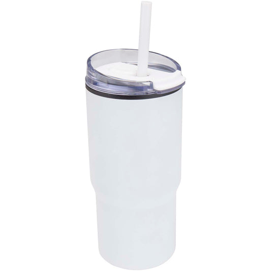 Bicchiere termico in materiale riciclato RCS a doppia parete con cannuccia da 540 ml Westin personalizzato con logo - Pubblienne