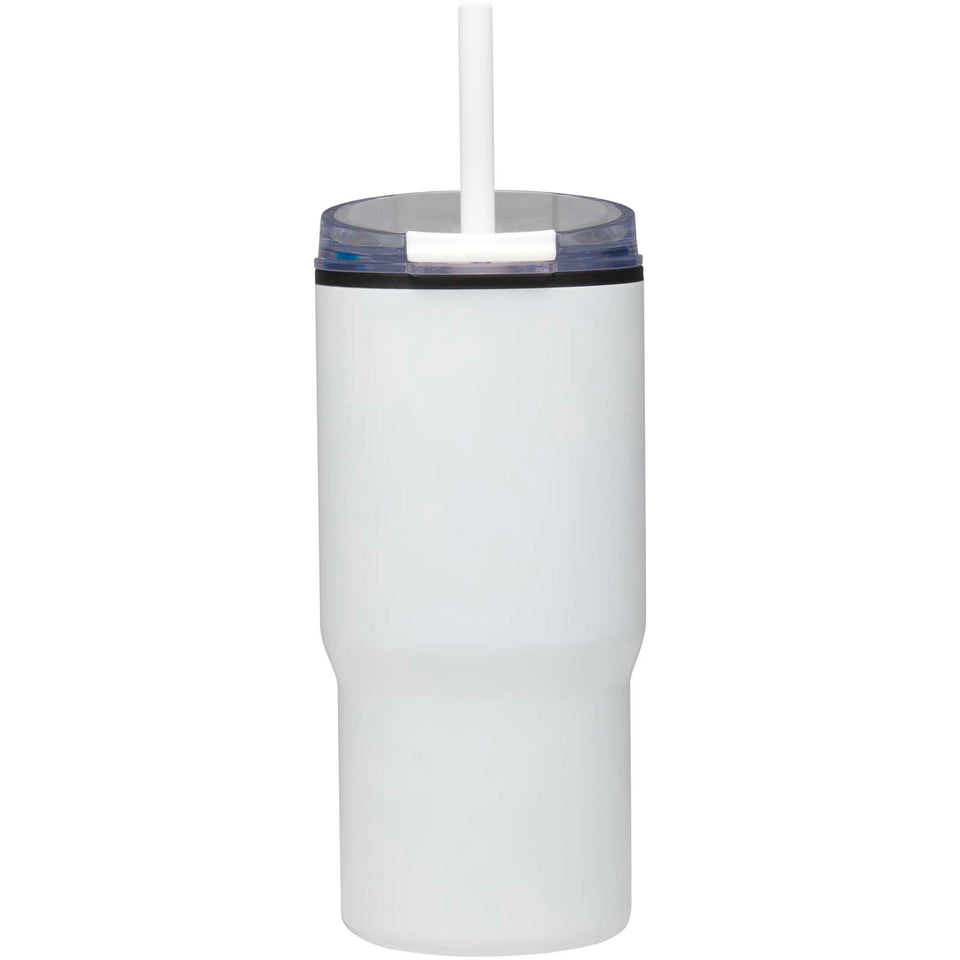 Bicchiere termico in materiale riciclato RCS a doppia parete con cannuccia da 540 ml Westin personalizzato con logo - Pubblienne