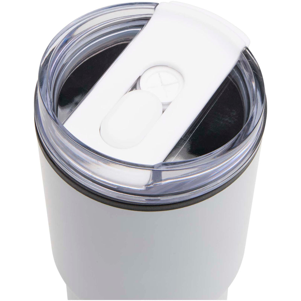 Bicchiere termico in materiale riciclato RCS a doppia parete con cannuccia da 540 ml Westin personalizzato con logo - Pubblienne