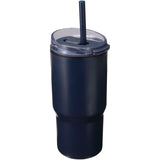 Bicchiere termico in materiale riciclato RCS a doppia parete con cannuccia da 540 ml Westin personalizzato con logo - Pubblienne