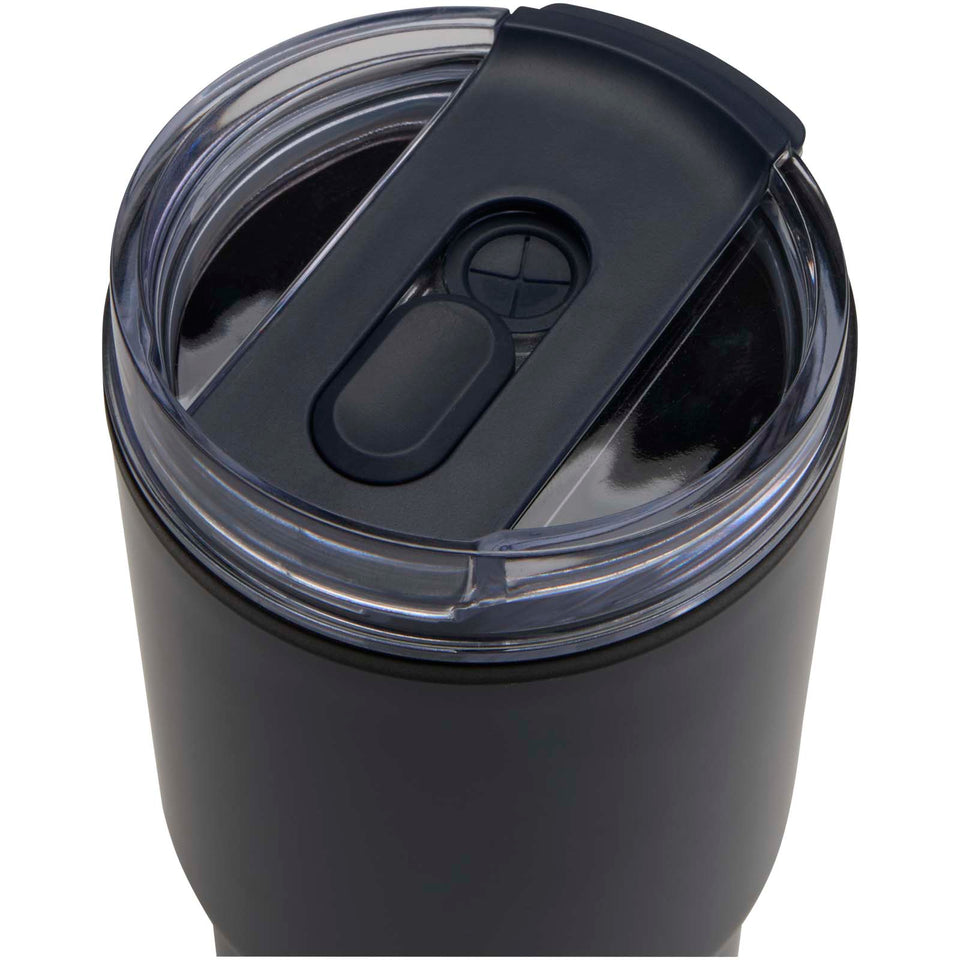 Bicchiere termico in materiale riciclato RCS a doppia parete con cannuccia da 540 ml Westin personalizzato con logo - Pubblienne
