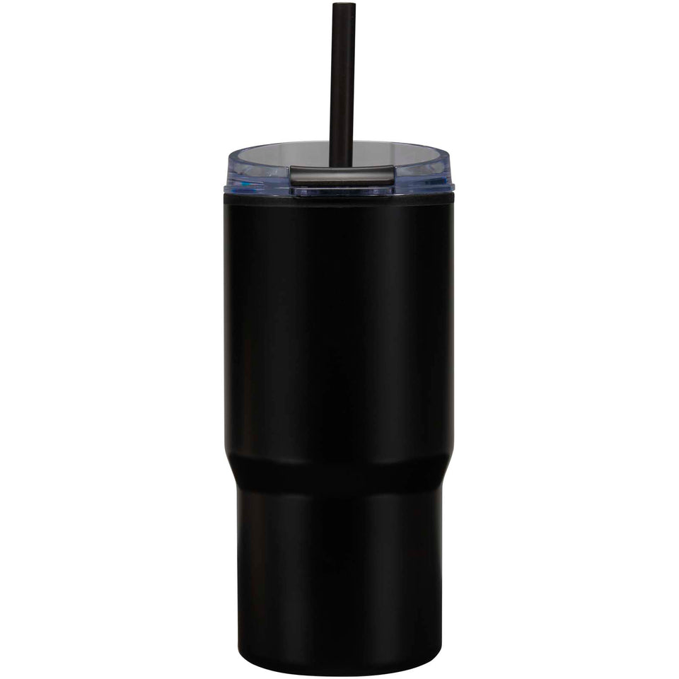 Bicchiere termico in materiale riciclato RCS a doppia parete con cannuccia da 540 ml Westin personalizzato con logo - Pubblienne