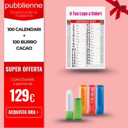 100 Calendari Olandesi + 100 Burro Cacao personalizzato con logo - Pubblienne
