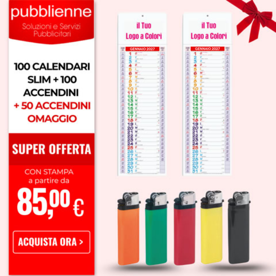 100 Slim + 100 Accendini + 50 Accendini omaggio personalizzato con logo - Pubblienne