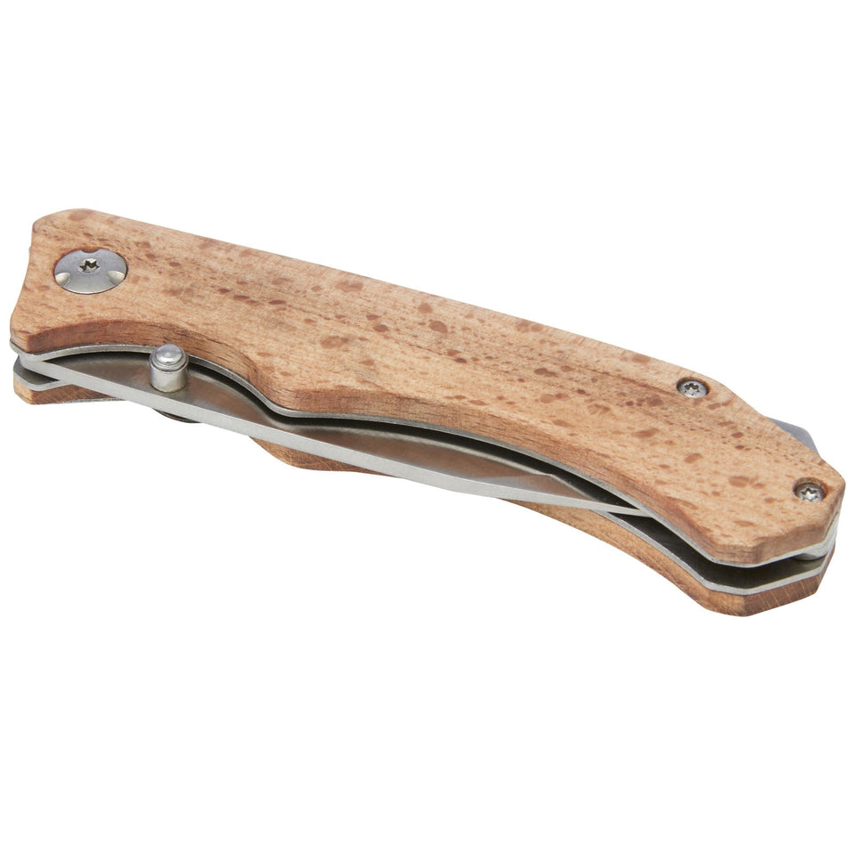 Coltello tascabile Dave in legno con clip per cintura personalizzato con logo - Pubblienne
