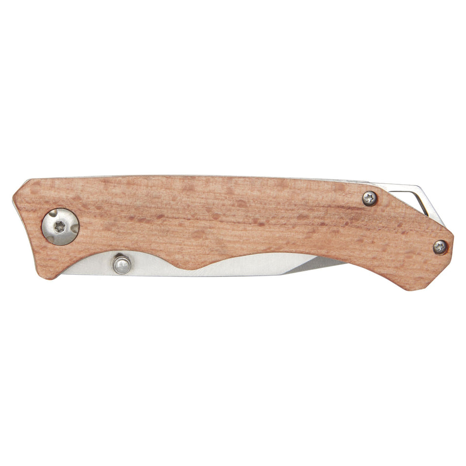 Coltello tascabile Dave in legno con clip per cintura personalizzato con logo - Pubblienne