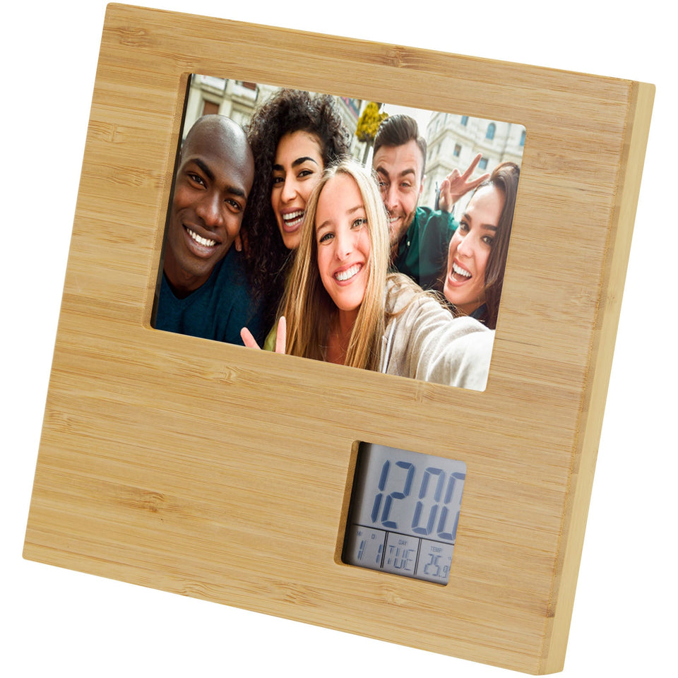 Cornice per foto in bambù con termometro Sasa personalizzato con logo - Pubblienne