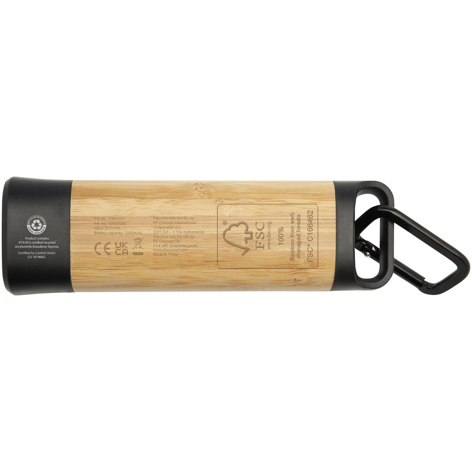 Torcia con moschettone in bambù/plastica riciclata RCS Kuma personalizzato con logo - Pubblienne
