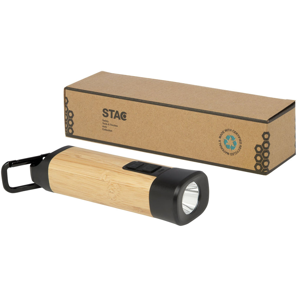 Torcia con moschettone in bambù/plastica riciclata RCS Kuma personalizzato con logo - Pubblienne