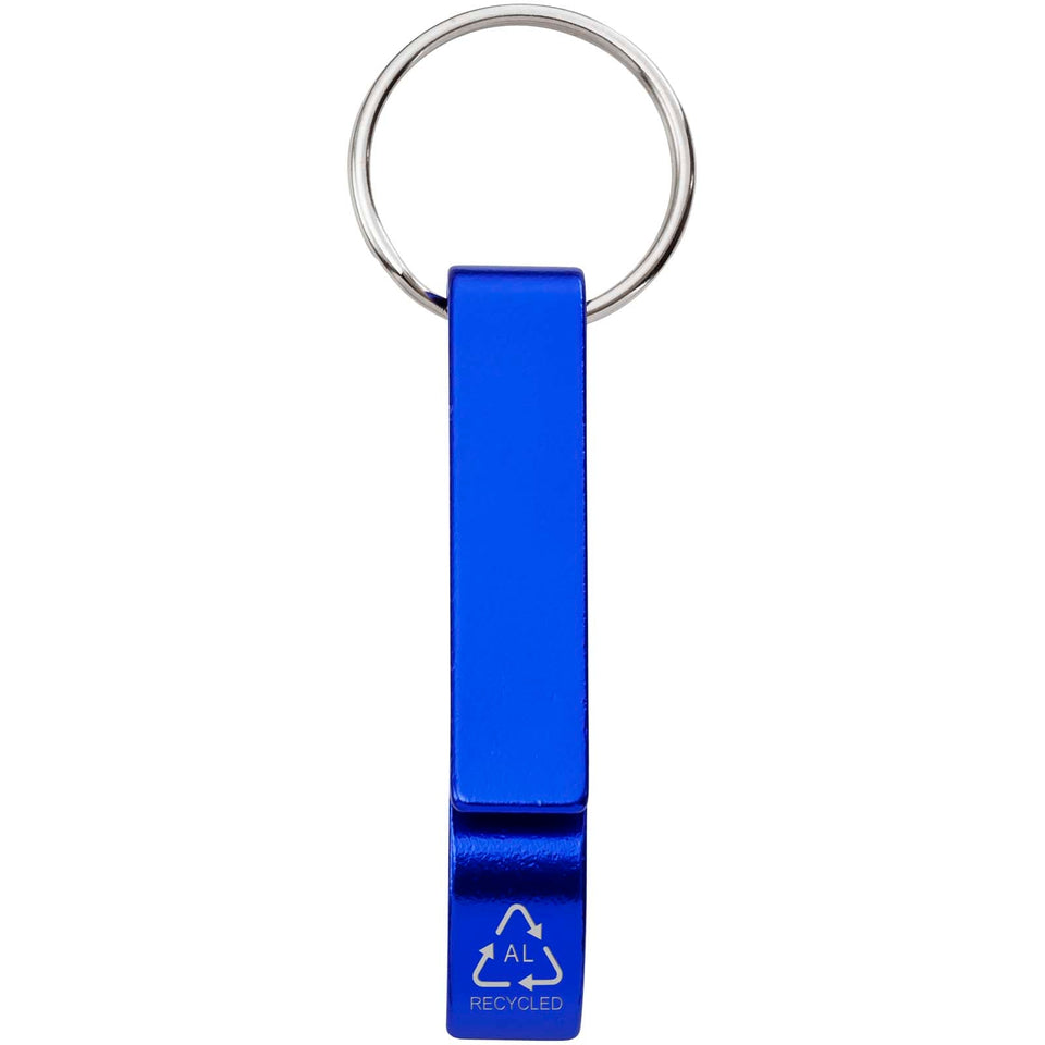 Portachiavi con apribottiglie e apriscatole in alluminio riciclato RCS Tao personalizzato con logo - Pubblienne