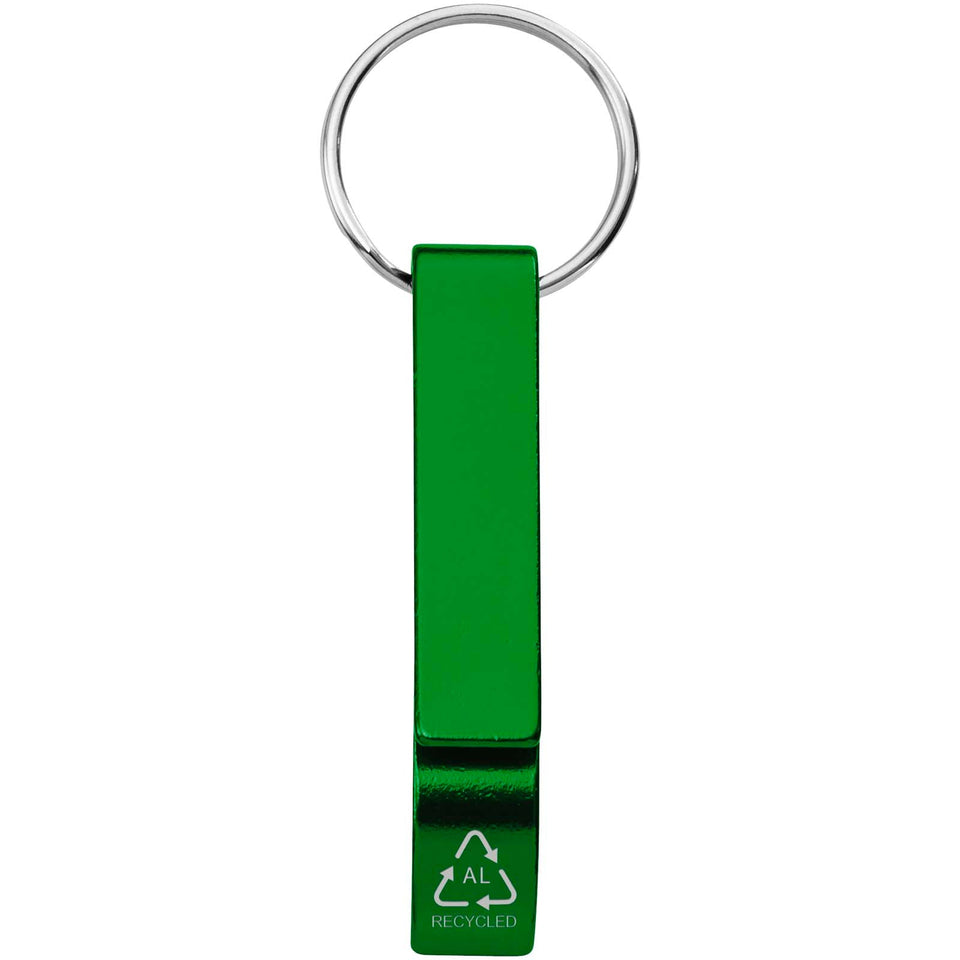 Portachiavi con apribottiglie e apriscatole in alluminio riciclato RCS Tao personalizzato con logo - Pubblienne