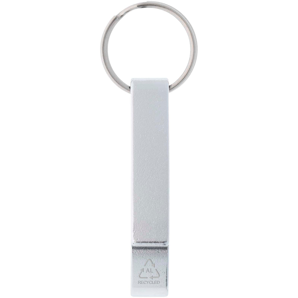 Portachiavi con apribottiglie e apriscatole in alluminio riciclato RCS Tao personalizzato con logo - Pubblienne