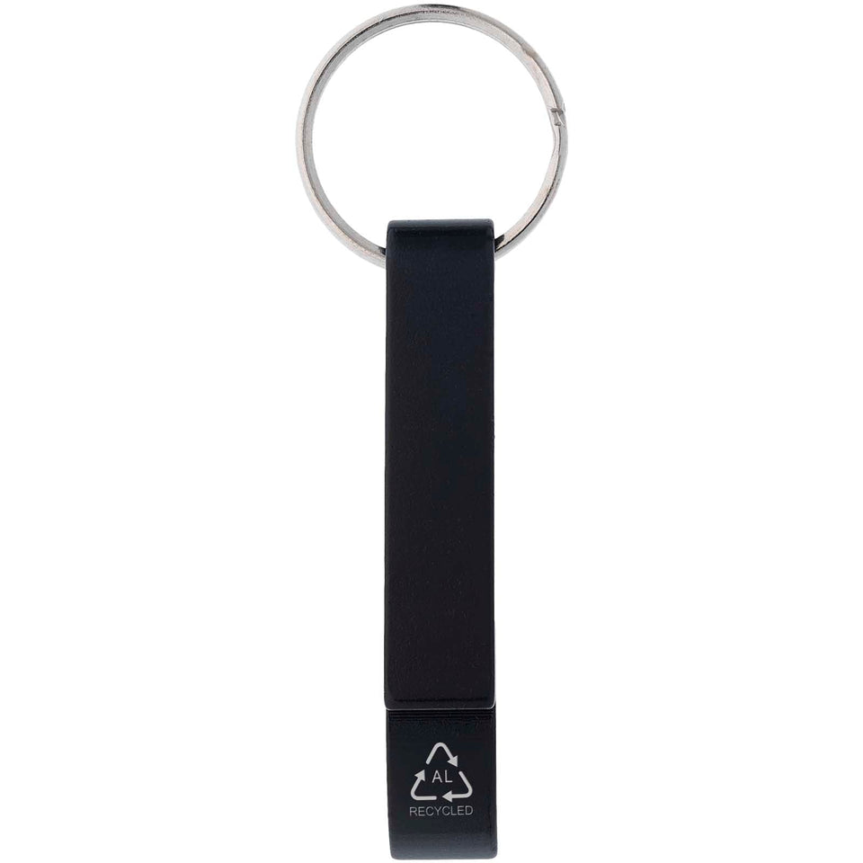 Portachiavi con apribottiglie e apriscatole in alluminio riciclato RCS Tao personalizzato con logo - Pubblienne