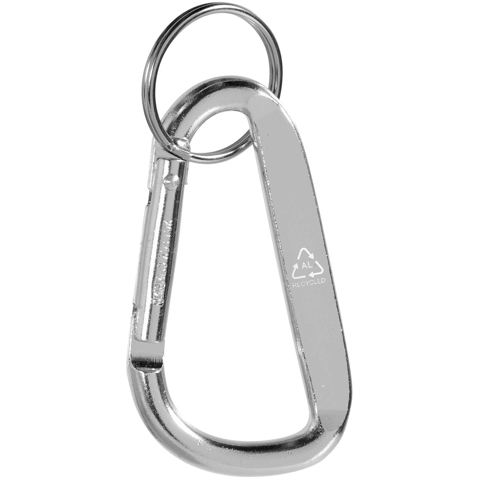 Portachiavi con moschettone in alluminio riciclato certificato RCS Timor personalizzato con logo - Pubblienne