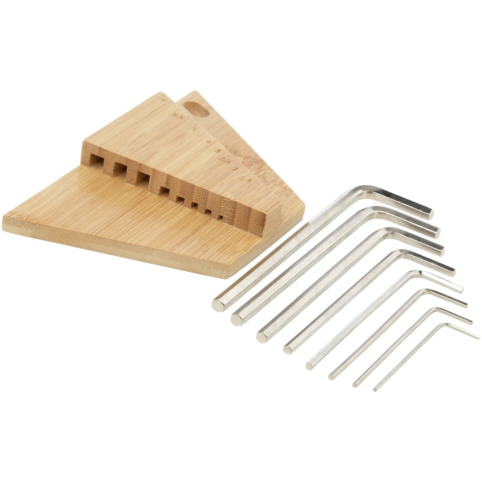 Set di attrezzi con chiave esagonale in bambù Allen personalizzato con logo - Pubblienne