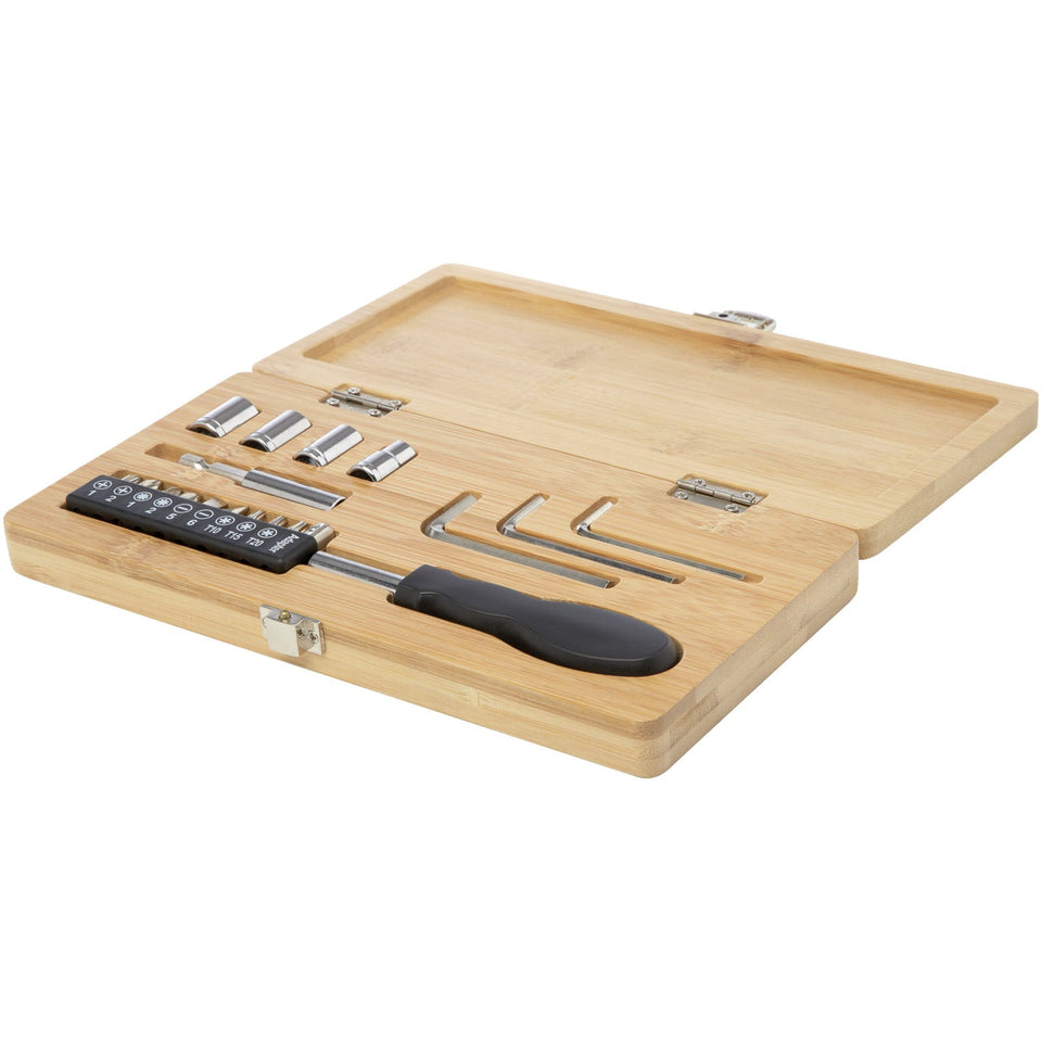 Set di utensili in bambù/plastica riciclata da 19 pezzi Rivet personalizzato con logo - Pubblienne