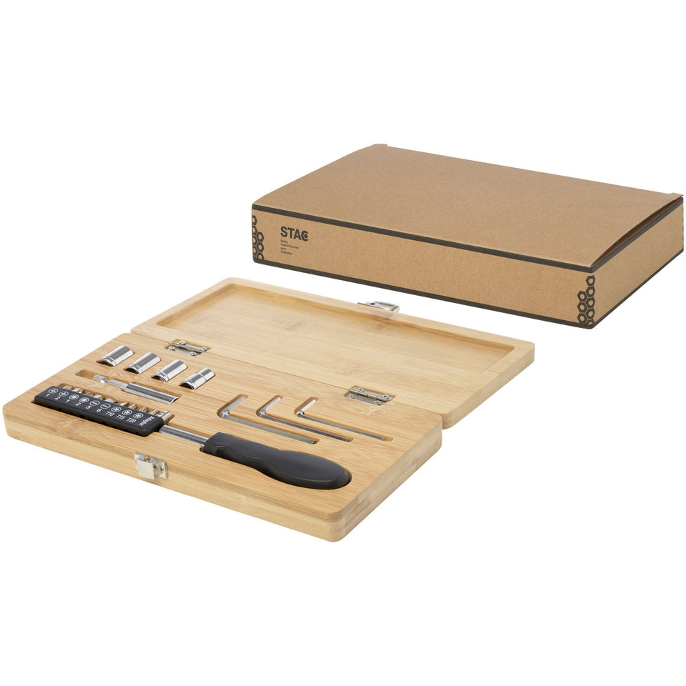 Set di utensili in bambù/plastica riciclata da 19 pezzi Rivet personalizzato con logo - Pubblienne
