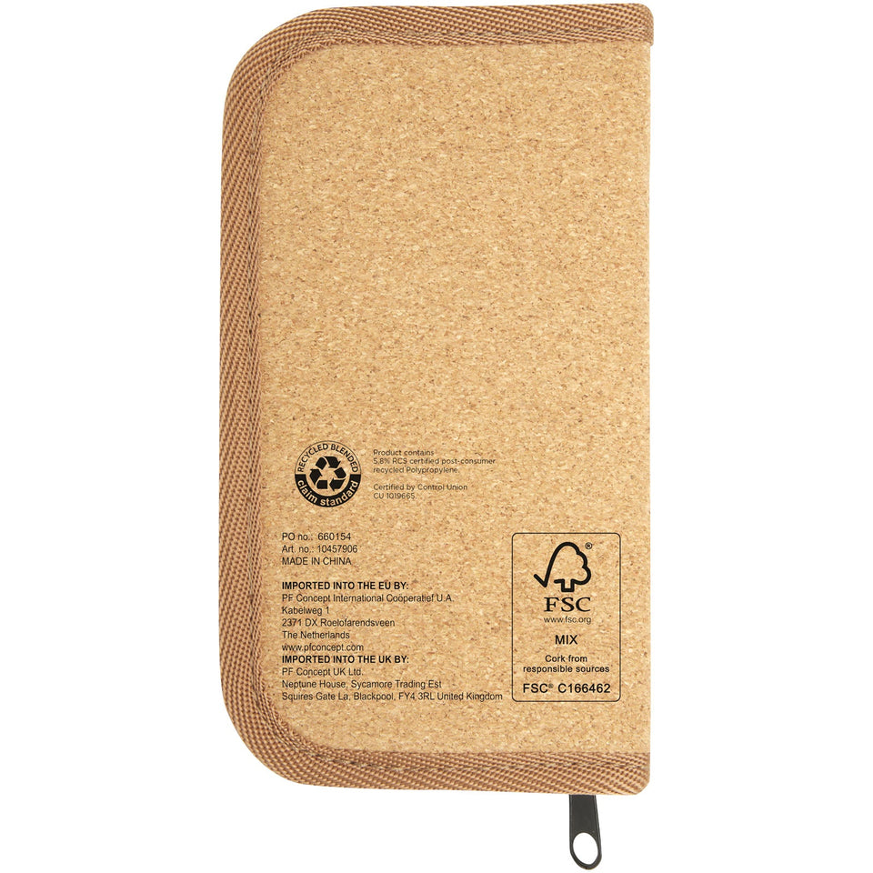 Set di attrezzi da 24 pezzi in plastica riciclata RCS con custodia in sughero Spike personalizzato con logo - Pubblienne