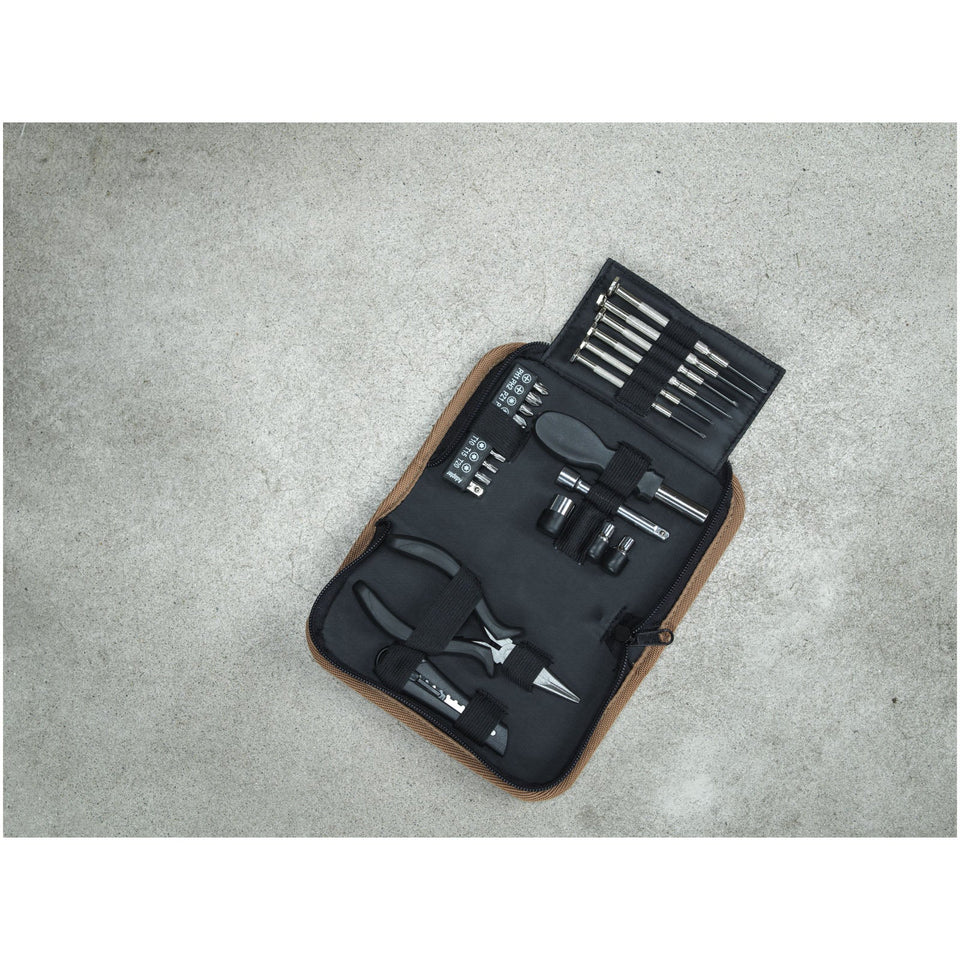 Set di attrezzi da 24 pezzi in plastica riciclata RCS con custodia in sughero Spike personalizzato con logo - Pubblienne