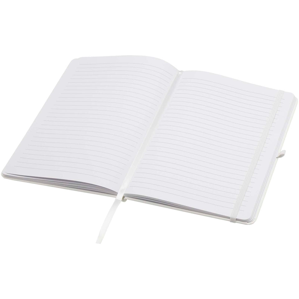 Blocco note formato A5 con copertina rigida in materiale riciclato e pagine a righe Teak personalizzato con logo - Pubblienne