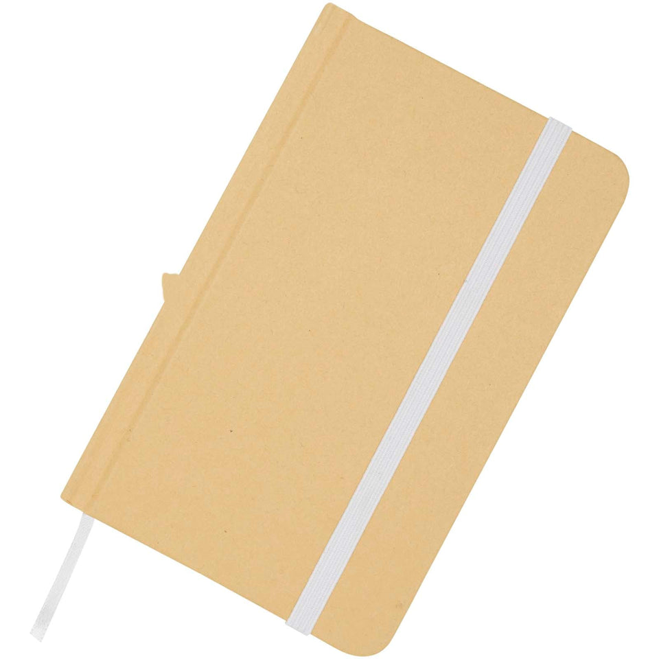 Blocco note formato A6 con copertina rigida in materiale riciclata e pagine bianche Reed personalizzato con logo - Pubblienne